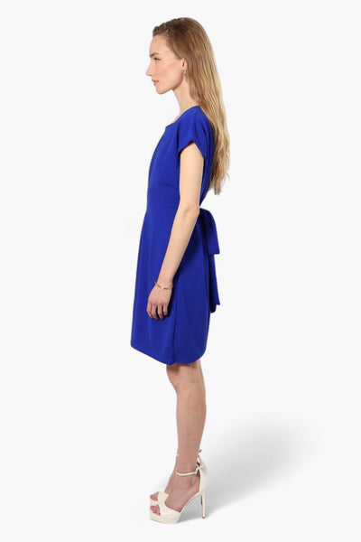 Limite Cap Sleeve Pleated Day Dress - Blue - Womens Day Dresses - Fairweather