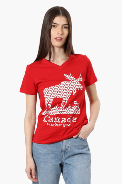 Canada Weather Gear Moose Print Tee - Red - Womens Tees & Tank Tops - Fairweather
