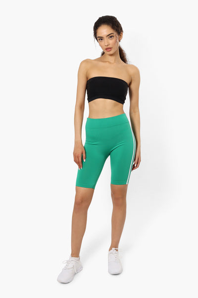New Look Side Stripe Biker Shorts - Green - Womens Shorts & Capris - Fairweather