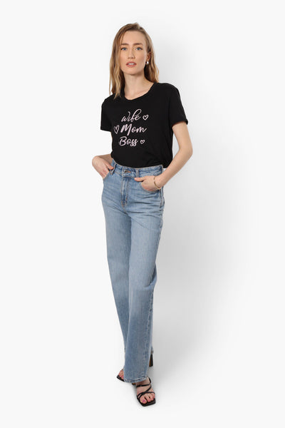 Magazine Mom Printed High Low Tee - Black - Womens Tees & Tank Tops - Fairweather