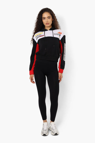 New Look Fleece Colour Block Racing Hoodie - Black - Womens Hoodies & Sweatshirts - Fairweather