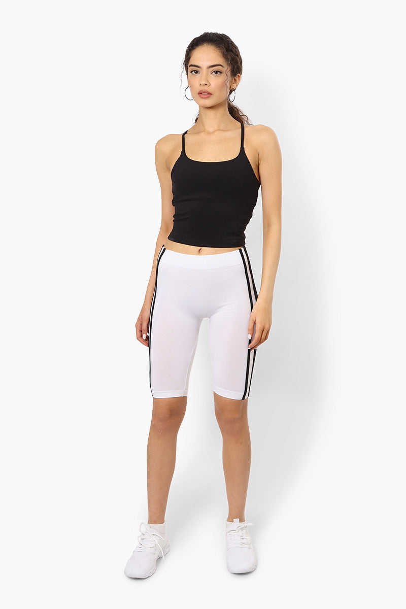 New Look Side Stripe Biker Shorts - White - Womens Shorts & Capris - Fairweather