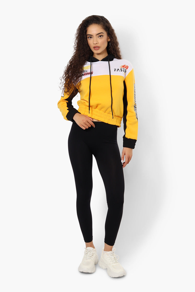 New Look Fleece Colour Block Racing Hoodie - Yellow - Womens Hoodies & Sweatshirts - Fairweather