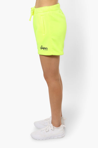 Super Triple Goose Solid Tie Waist Shorts - Yellow - Womens Shorts & Capris - Fairweather