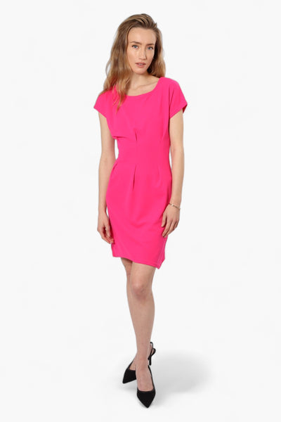 Limite Cap Sleeve Pleated Day Dress - Pink - Womens Day Dresses - Fairweather