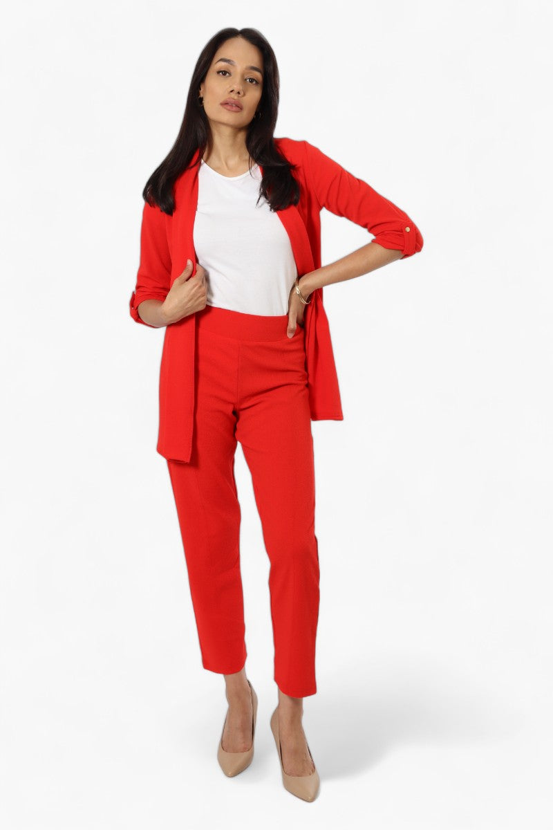 Impress Solid Roll Up Sleeve Cardigan - Red - Womens Cardigans - Fairweather