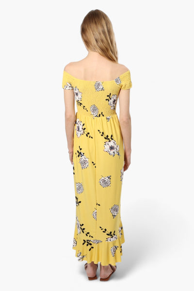 Beechers Brook Floral Smocked Top Maxi Dress - Yellow - Womens Maxi Dresses - Fairweather