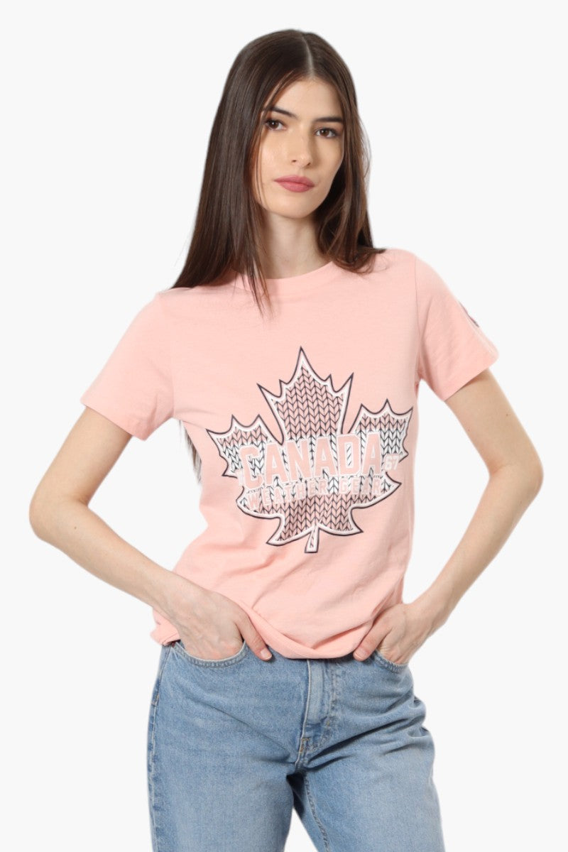 Canada Weather Gear Maple Leaf Print Tee - Pink - Womens Tees & Tank Tops - Fairweather