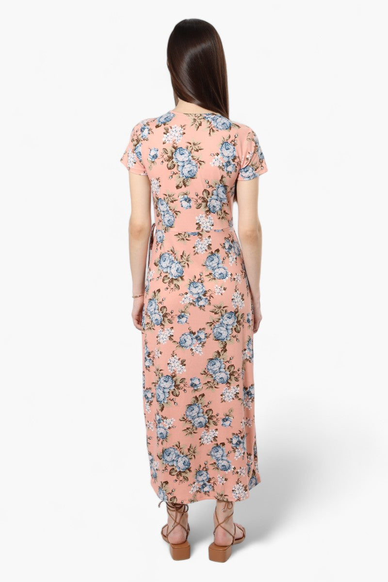 International INC Company Floral Crossover Maxi Dress - Peach - Womens Maxi Dresses - Fairweather