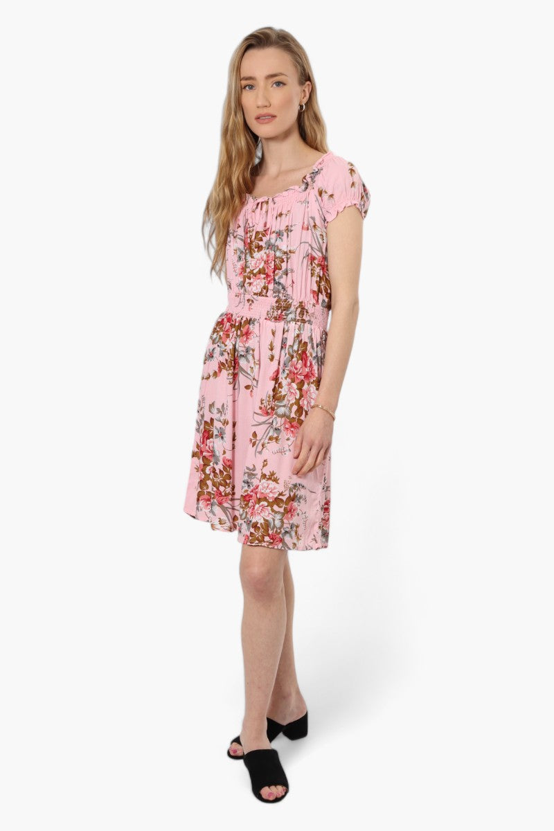 Impress Polka Dot Cap Sleeve Day Dress - Pink - Womens Day Dresses - Fairweather