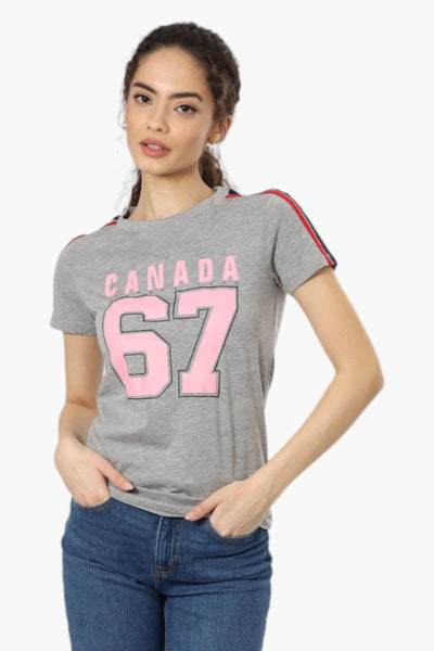 Canada Weather Gear Striped 67 Print Tee - Grey - Womens Tees & Tank Tops - Fairweather