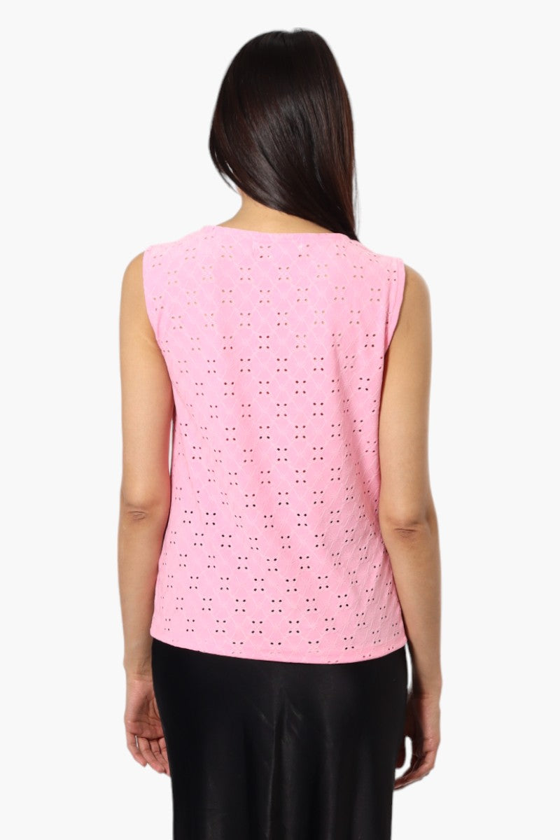 Urbanology Knit Eyelet Cowl Tank Top - Pink - Womens Tees & Tank Tops - Fairweather