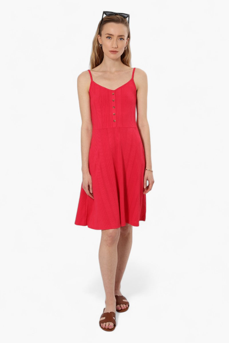 International INC Company Ribbed Front Button Day Dress - Pink - Womens Day Dresses - Fairweather