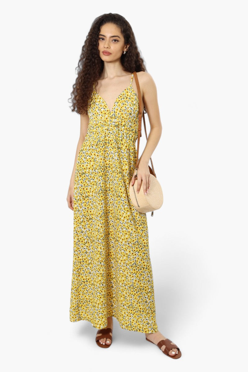 New Look Floral Cinched Waist Maxi Dress - Yellow - Womens Maxi Dresses - Fairweather