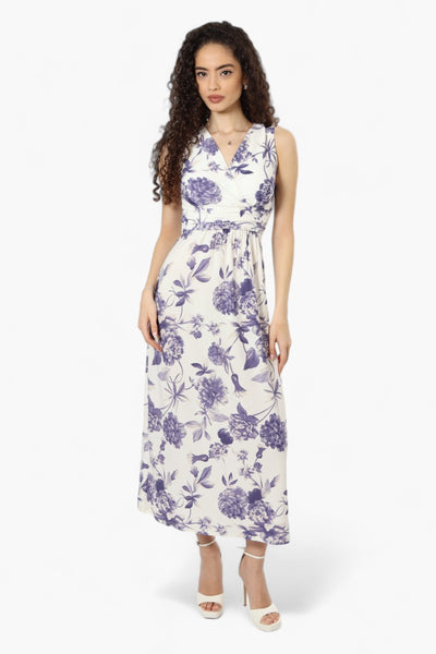 Beechers Brook Belted Floral Crossover Maxi Dress - White - Womens Maxi Dresses - Fairweather