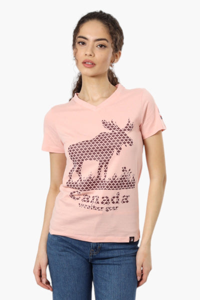 Canada Weather Gear Moose Print Tee - Pink - Womens Tees & Tank Tops - Fairweather