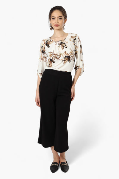 Beechers Brook Floral Roll Up Sleeve Necklace Blouse - Cream - Womens Shirts & Blouses - Fairweather