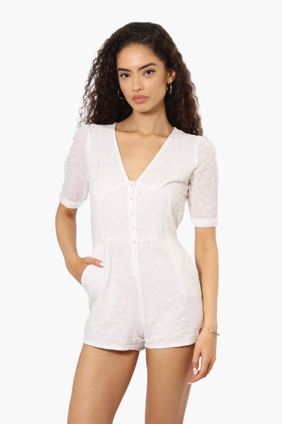 New Look Short Sleeve Button Down Romper - White - Womens Jumpsuits & Rompers - Fairweather