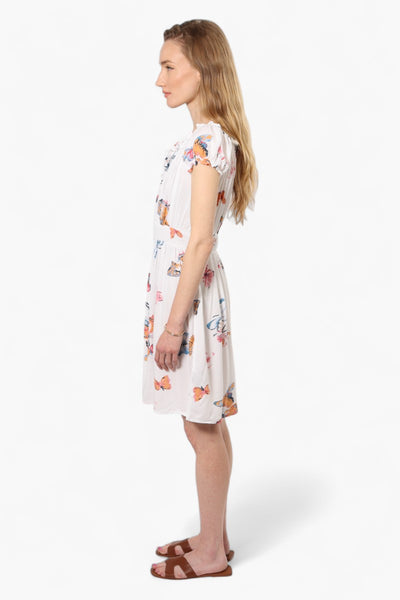 Impress Floral Cap Sleeve Day Dress - White - Womens Day Dresses - Fairweather