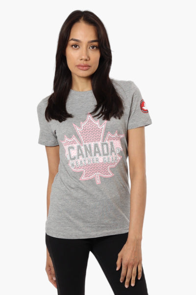 Canada Weather Gear Maple Leaf Print Tee - Grey - Womens Tees & Tank Tops - Fairweather