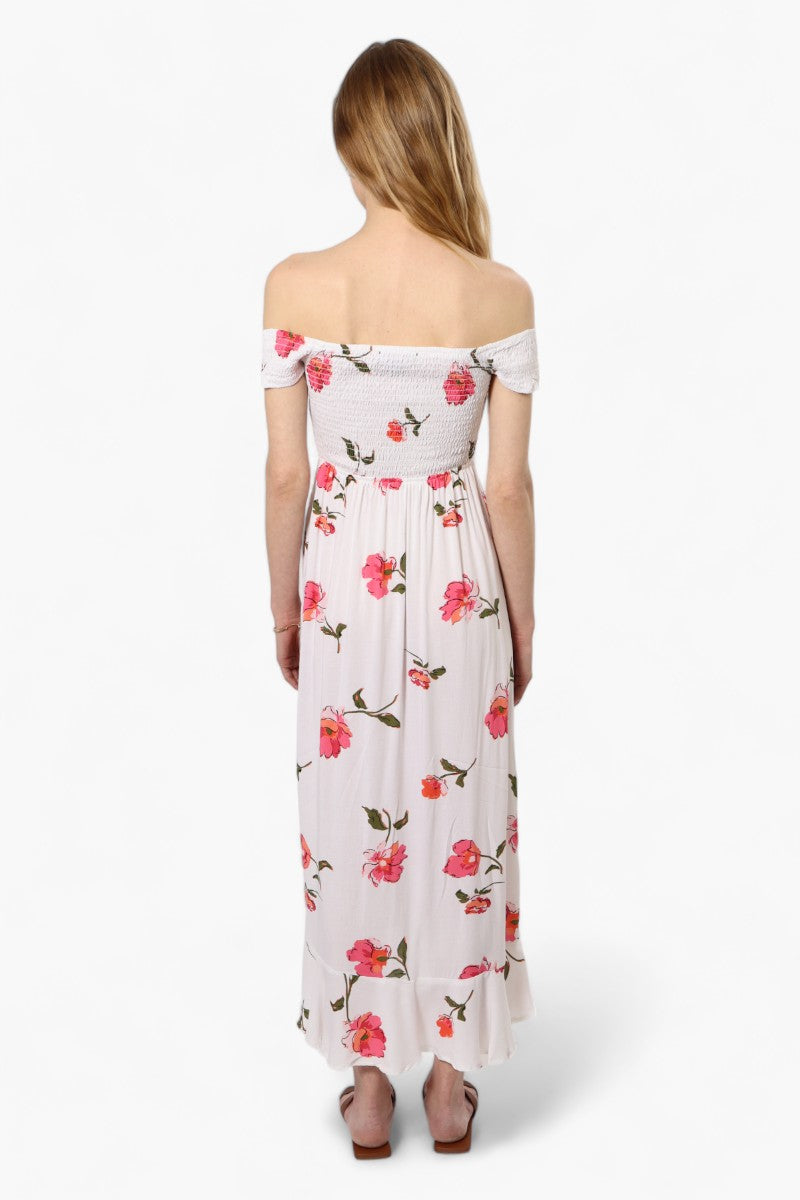 Impress Floral Smocked Top Maxi Dress - White - Womens Maxi Dresses - Fairweather
