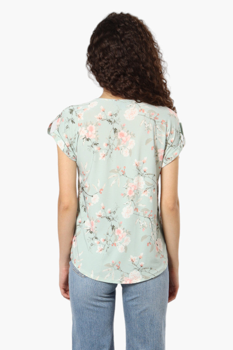 Beechers Brook Floral Half Zip Tee - Mint - Womens Tees & Tank Tops - Fairweather