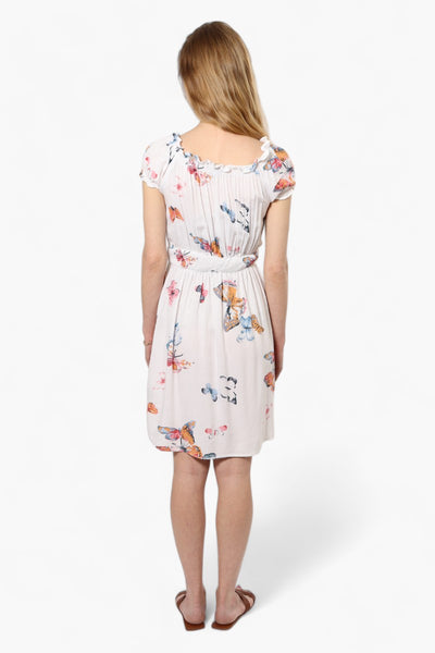 Impress Floral Cap Sleeve Day Dress - White - Womens Day Dresses - Fairweather