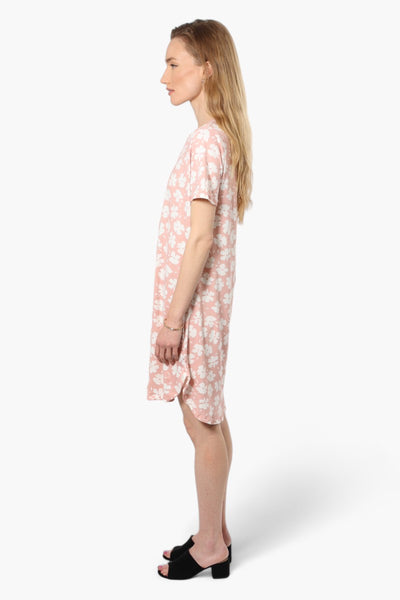 International INC Company Floral Short Sleeve Day Dress - Pink - Womens Day Dresses - Fairweather