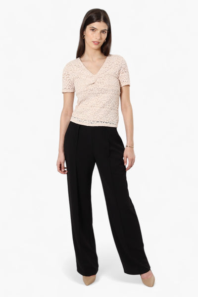 Limite Lace V-Neck Short Sleeve Shirt - Blush - Womens Shirts & Blouses - Fairweather