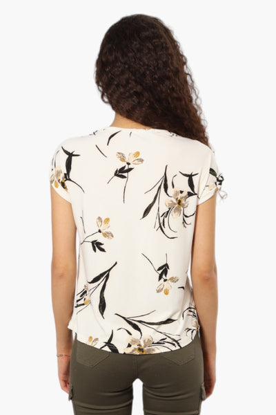 Beechers Brook Floral Pattern Short Sleeve Blouse - Cream - Womens Shirts & Blouses - Fairweather