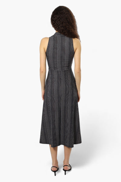 Limite Striped Sleeveless Front Twist Maxi Dress - Black - Womens Maxi Dresses - Fairweather