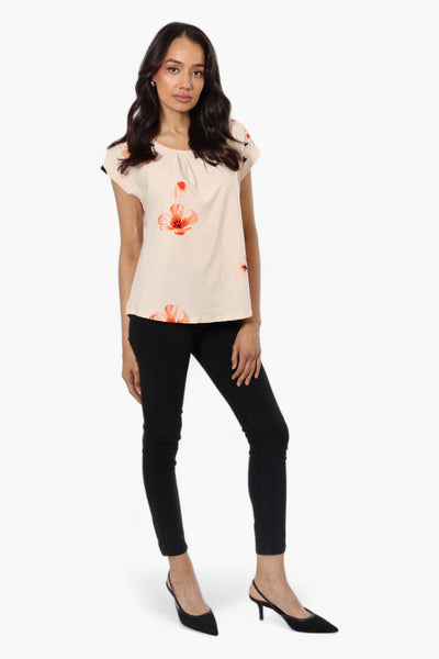 Beechers Brook Floral Cap Sleeve Blouse - Peach - Womens Shirts & Blouses - Fairweather