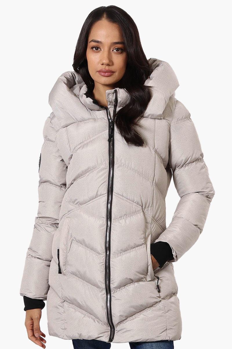 Canada Weather Gear Chevron Quilted Puffer Parka Jacket - Stone - Womens Parka Jackets - Fairweather