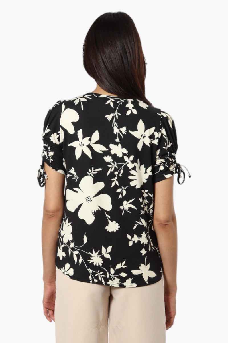 Majora Floral Tie Sleeve Blouse - Black - Womens Shirts & Blouses - Fairweather