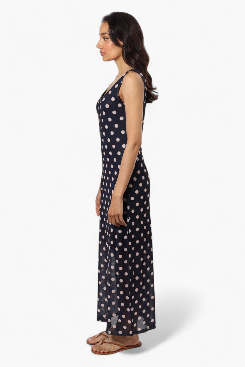 Majora Polka Dot Pattern Maxi Dress - Navy - Womens Maxi Dresses - Fairweather