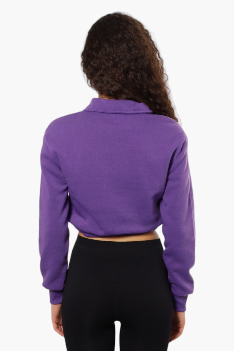 Miss Selfie Collared Cropped Sweatshirt - Purple - Womens Hoodies & Sweatshirts - Fairweather