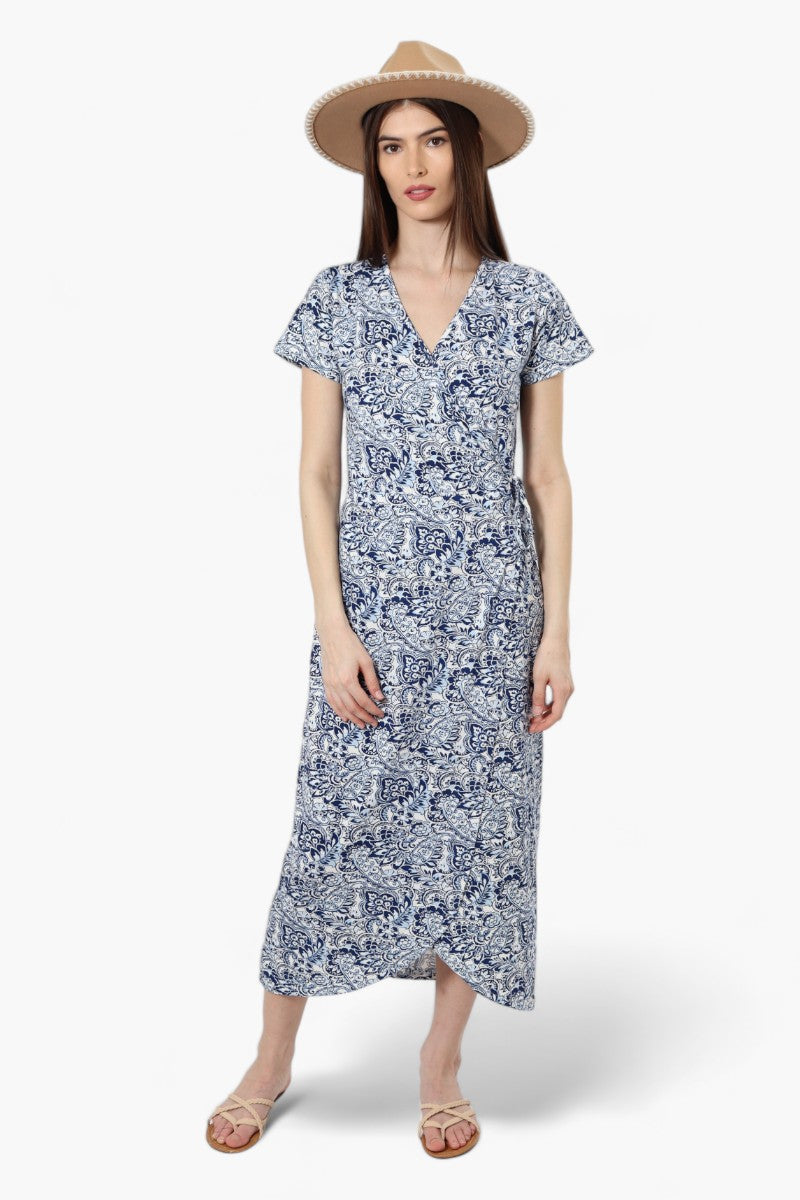 International INC Company Patterned Crossover Maxi Dress - Navy - Womens Maxi Dresses - Fairweather