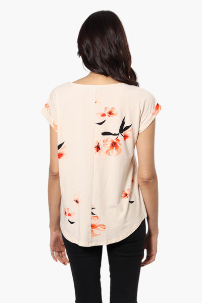 Beechers Brook Floral Cap Sleeve Blouse - Peach - Womens Shirts & Blouses - Fairweather