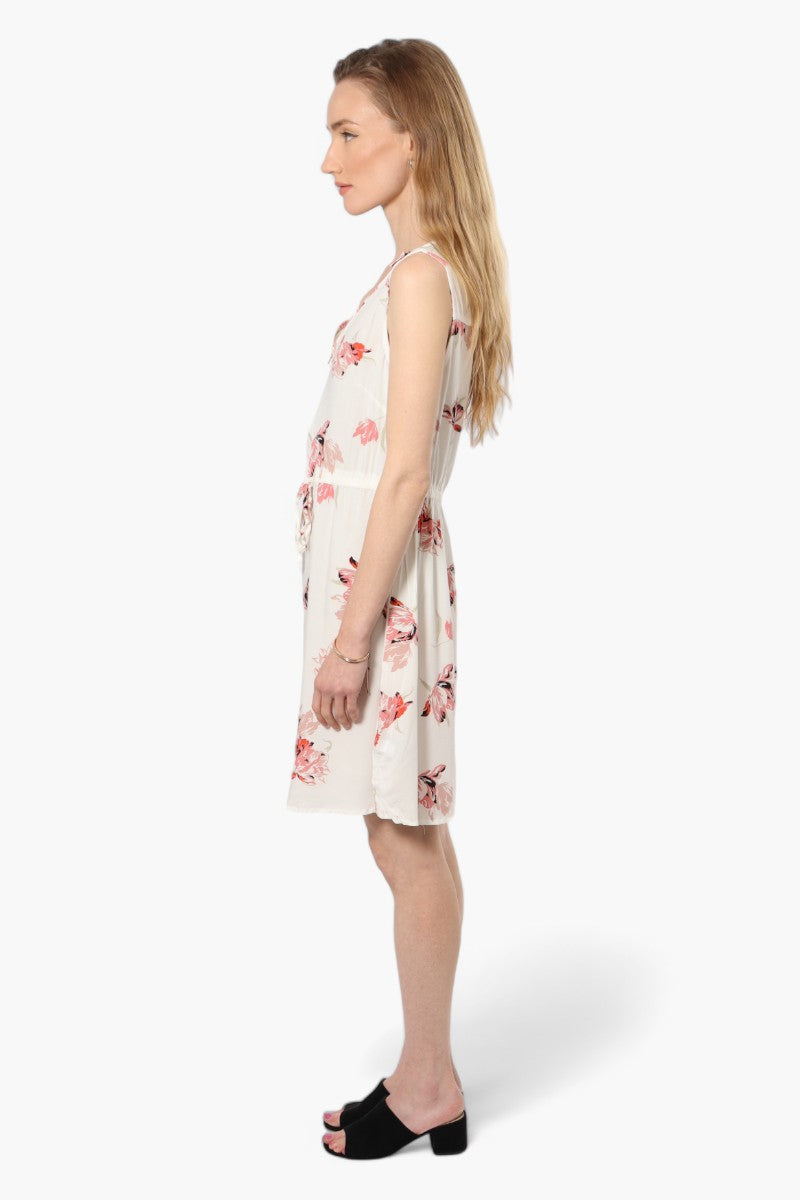 International INC Company Floral Front Zip Day Dress - White - Womens Day Dresses - Fairweather