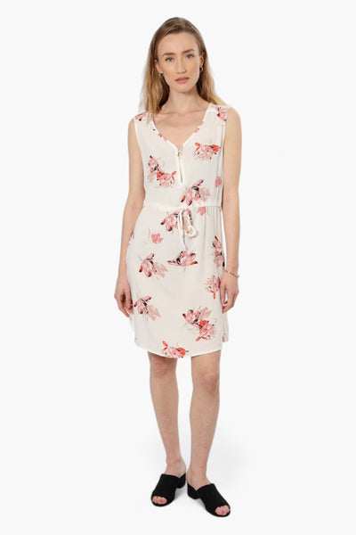 International INC Company Floral Front Zip Day Dress - White - Womens Day Dresses - Fairweather