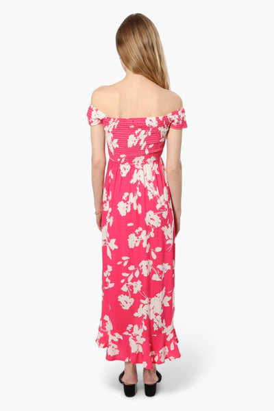 Impress Floral Smocked Top Maxi Dress - Pink - Womens Maxi Dresses - Fairweather
