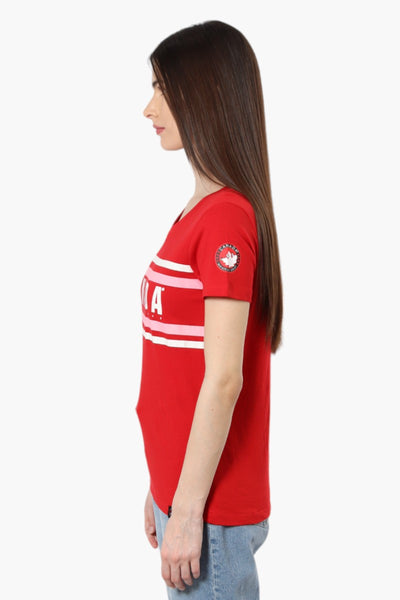 Canada Weather Gear Striped Canada Print Tee - Red - Womens Tees & Tank Tops - Fairweather