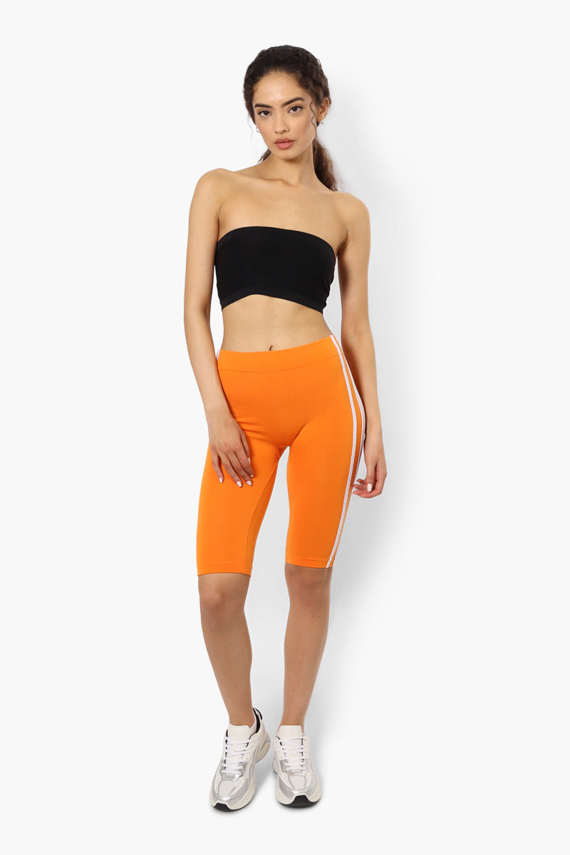 New Look Side Stripe Biker Shorts - Orange - Womens Shorts & Capris - Fairweather