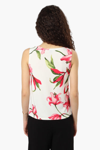 Impress Floral Cowl Neck Tank Top - White - Womens Tees & Tank Tops - Fairweather