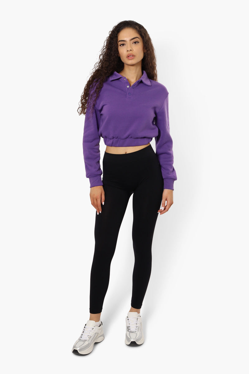 Miss Selfie Collared Cropped Sweatshirt - Purple - Womens Hoodies & Sweatshirts - Fairweather