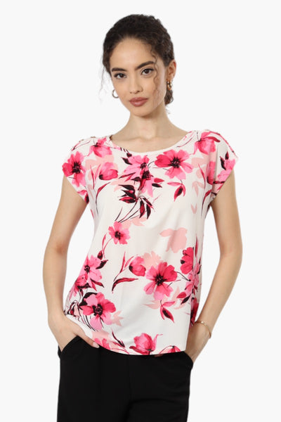 Beechers Brook Floral Cap Sleeve Blouse - White - Womens Shirts & Blouses - Fairweather