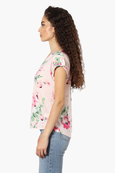 Beechers Brook Floral Half Zip Tee - Pink - Womens Tees & Tank Tops - Fairweather