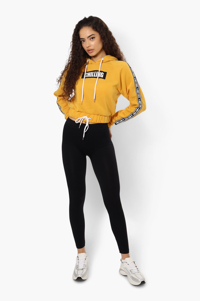 New Look Chilling Tape Sleeve Hoodie - Yellow - Womens Hoodies & Sweatshirts - Fairweather