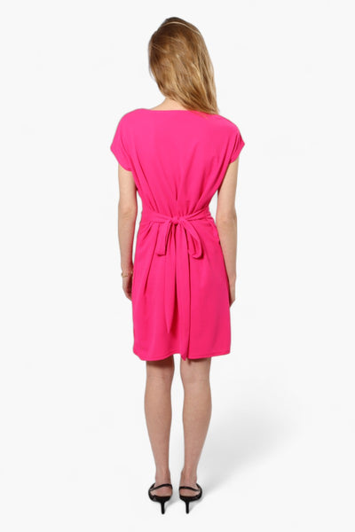 Limite Cap Sleeve Pleated Day Dress - Pink - Womens Day Dresses - Fairweather