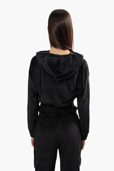 Mikk Cropped Cinched Waist Pullover Hoodie - Black - Womens Hoodies & Sweatshirts - Fairweather